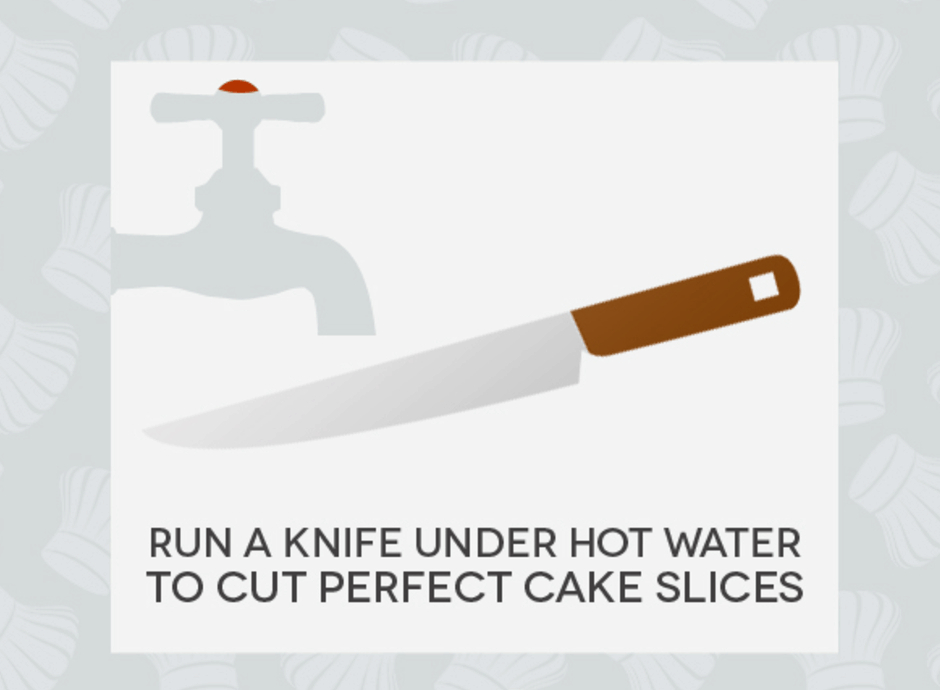 Hack #71: Run a knife under hot water for perfect cake slices