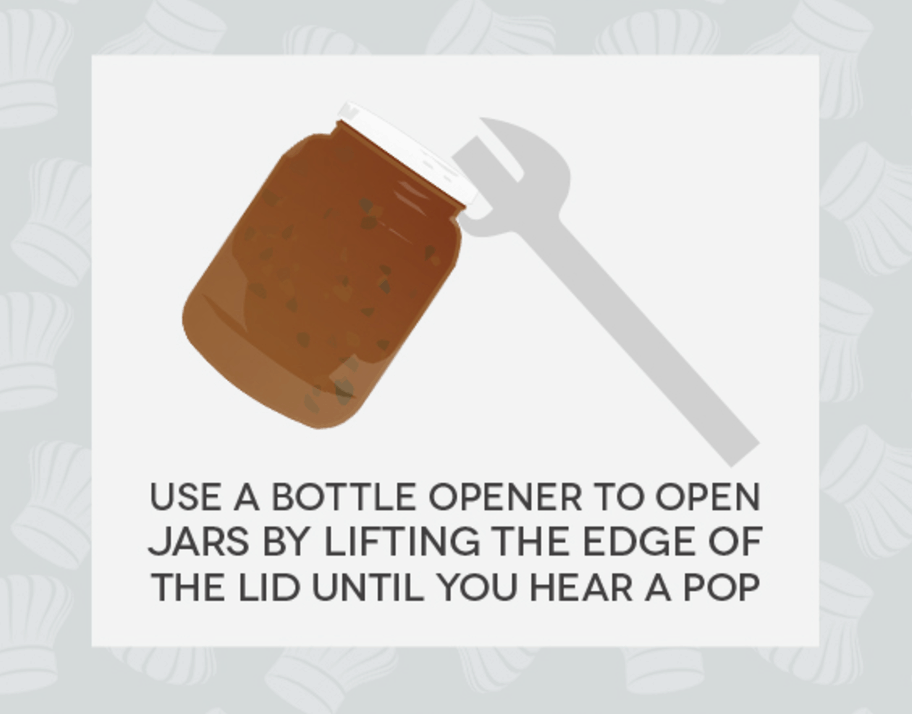 Hack #72: Use a bottle opener to open tough jars
