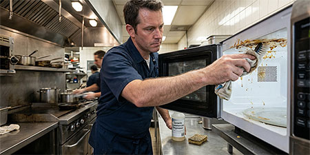 Cleaning a Commercial Microwave Oven