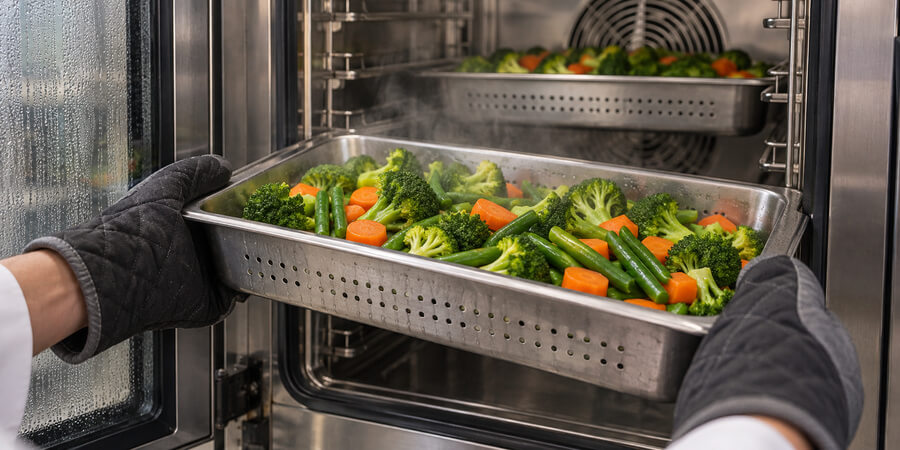 Combi oven running in steam mode
