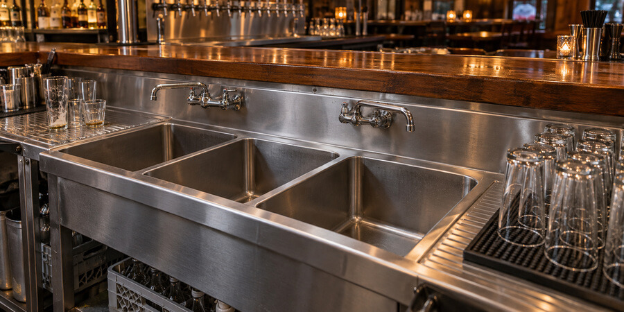 Underbar sink at a commercial bar