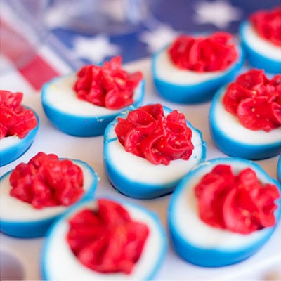 Red, White and Blue Deviled Eggs