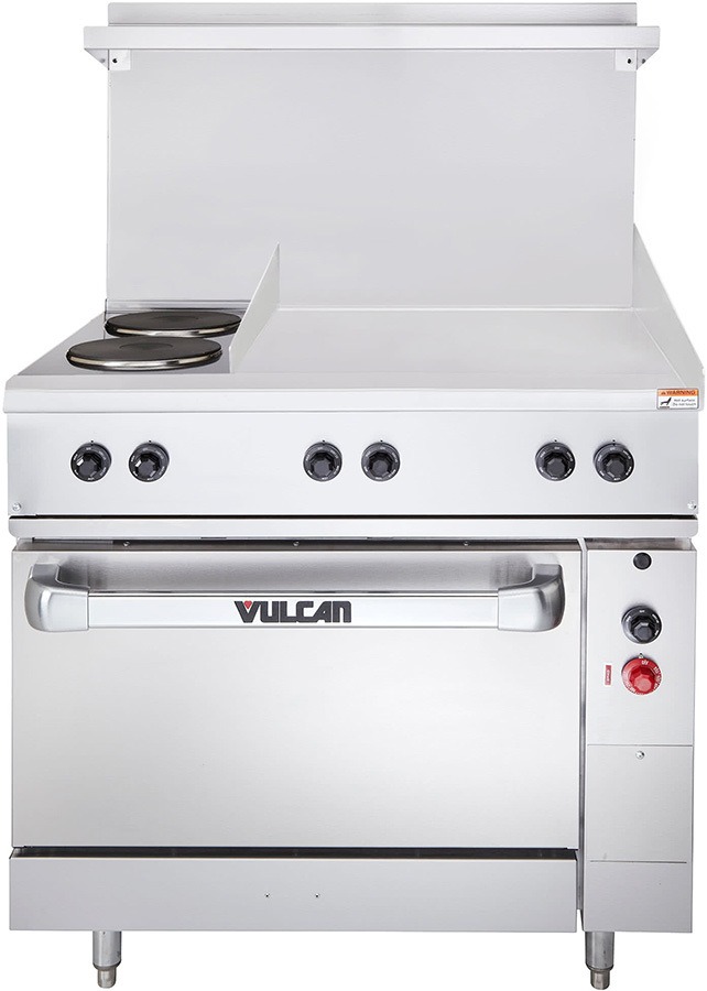 Vulcan EV36S2FP24G240, 15.8 kW Electric Restaurant Range, 2 French