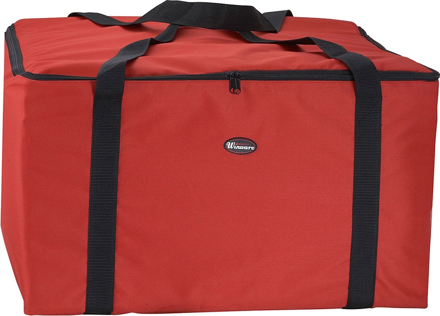 Winco BGDV22, 22" x 22" x 12" Insulated Pizza Delivery Bag, Red