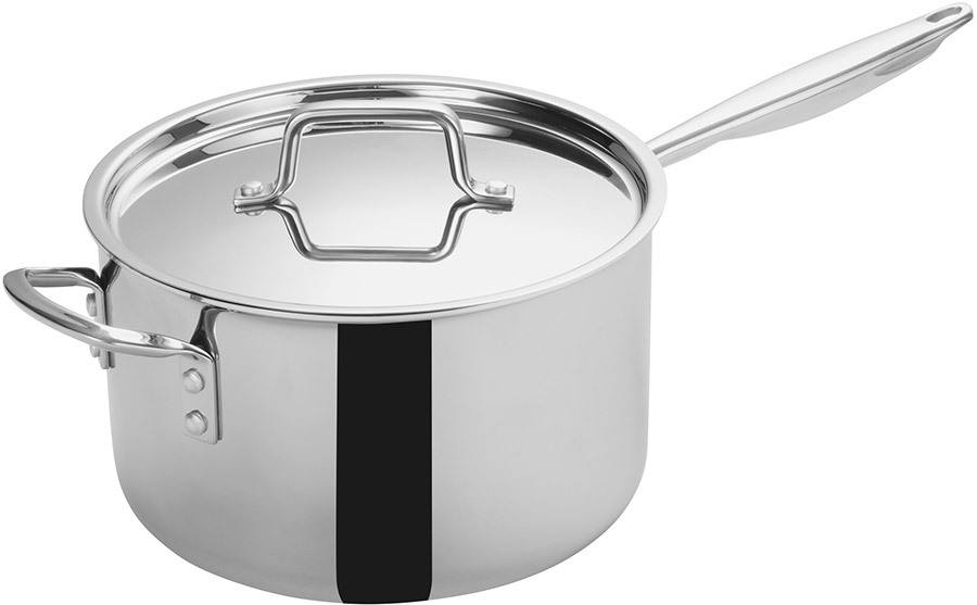 Winco TGAP7, 7 Quart Induction Ready Stainless Steel Sauce Pan, Tri