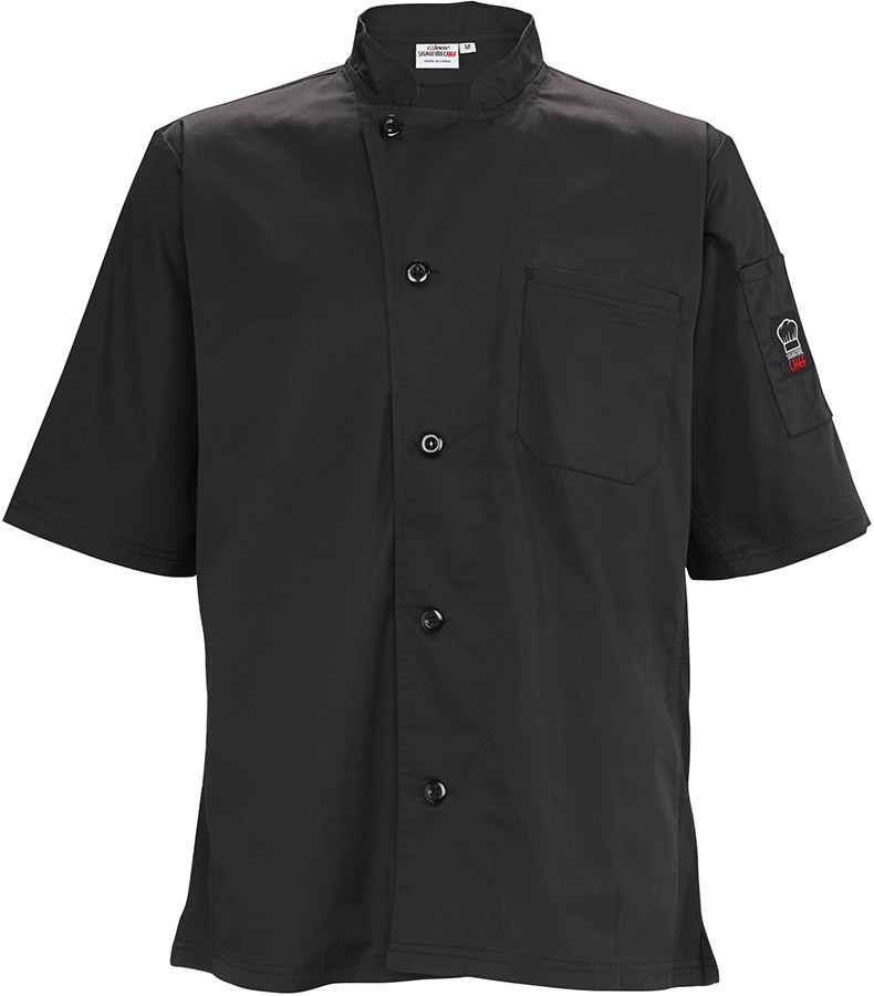 Winco UNF-9KXL, Signature Chef Unisex Black Ventilated Chef Shirt, X-Large