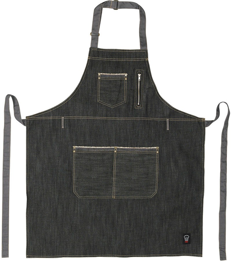 Winco BADN3430, Full Length Denim Bib Apron w/ Pockets & Adjustable