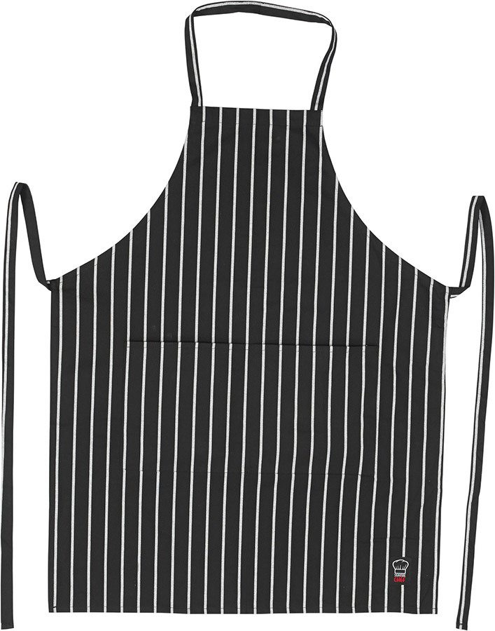 Winco BA3427CS, Full Length PolyCotton Bib Apron w/ Pockets, Chalkstripe