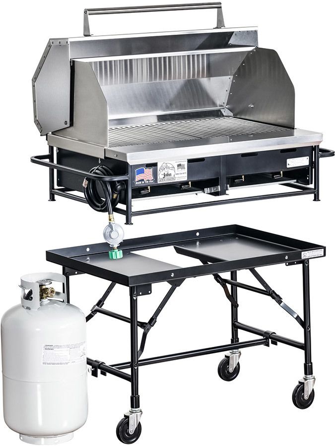Big John 300025LPSSCMBHOOD, 42" Stainless Steel Propane Gas Table Top