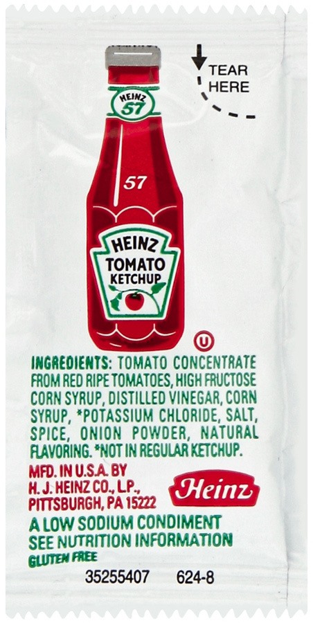 Heinz 10013000565001 9 Gram Low Sodium Ketchup Portion Packet 1000case 3909