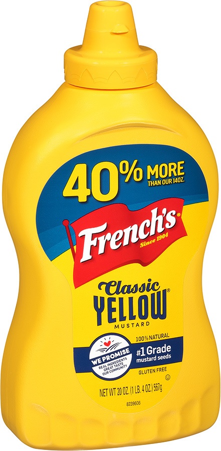 Frenchs 00031 20 Oz Classic Yellow Mustard Squeeze Bottle 12case