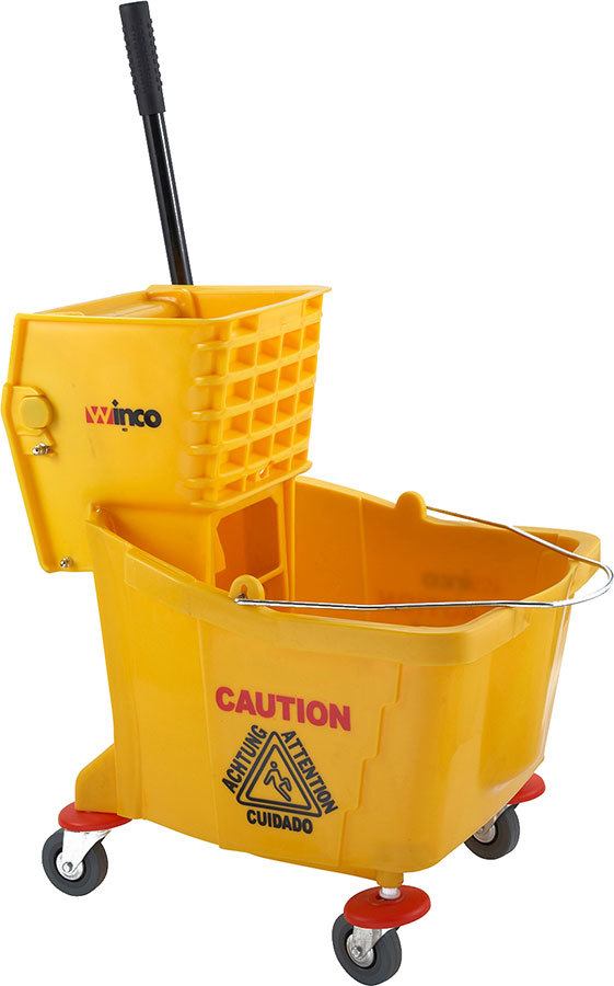 Winco MPB36, 9 Gallon Mop Bucket w/ Wringer, Down Press, Yellow