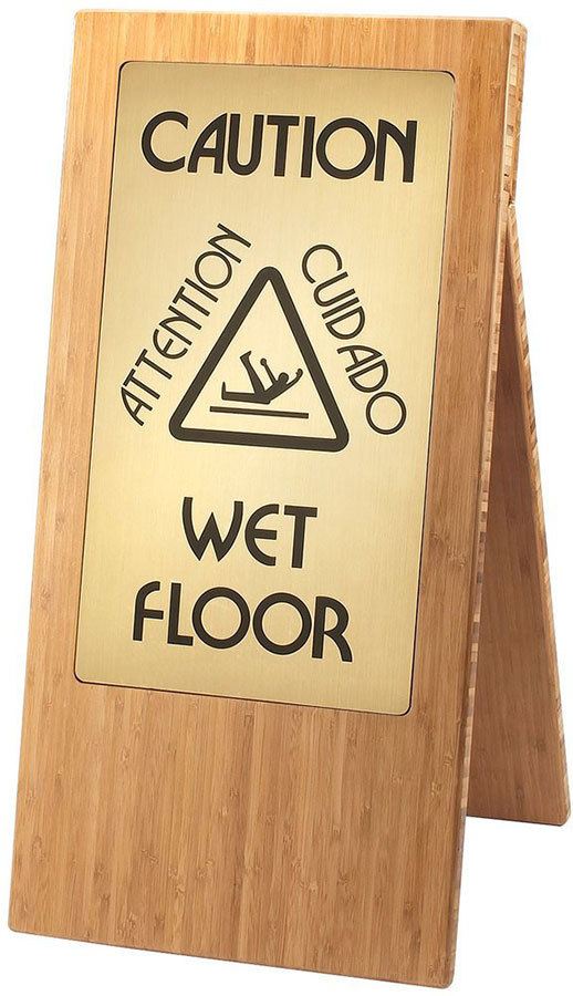 Cal Mil 852 60 22 Gold Double Sided Mahogany Wet Floor Sign