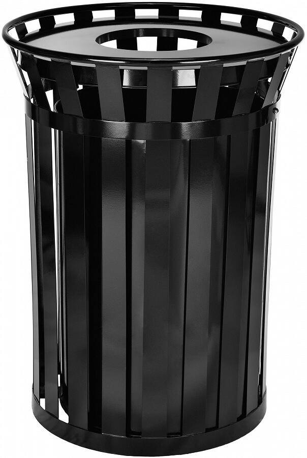 Alpine Industries ALP479-38, 38 Gallon Outdoor Steel Trash Can, Black