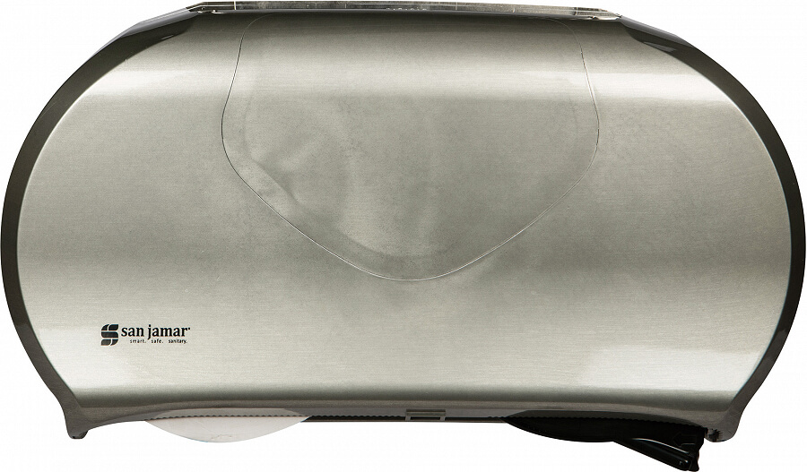 San Jamar R4070SS, Summit Double Jumbo Roll Toilet Tissue Dispenser, Silver