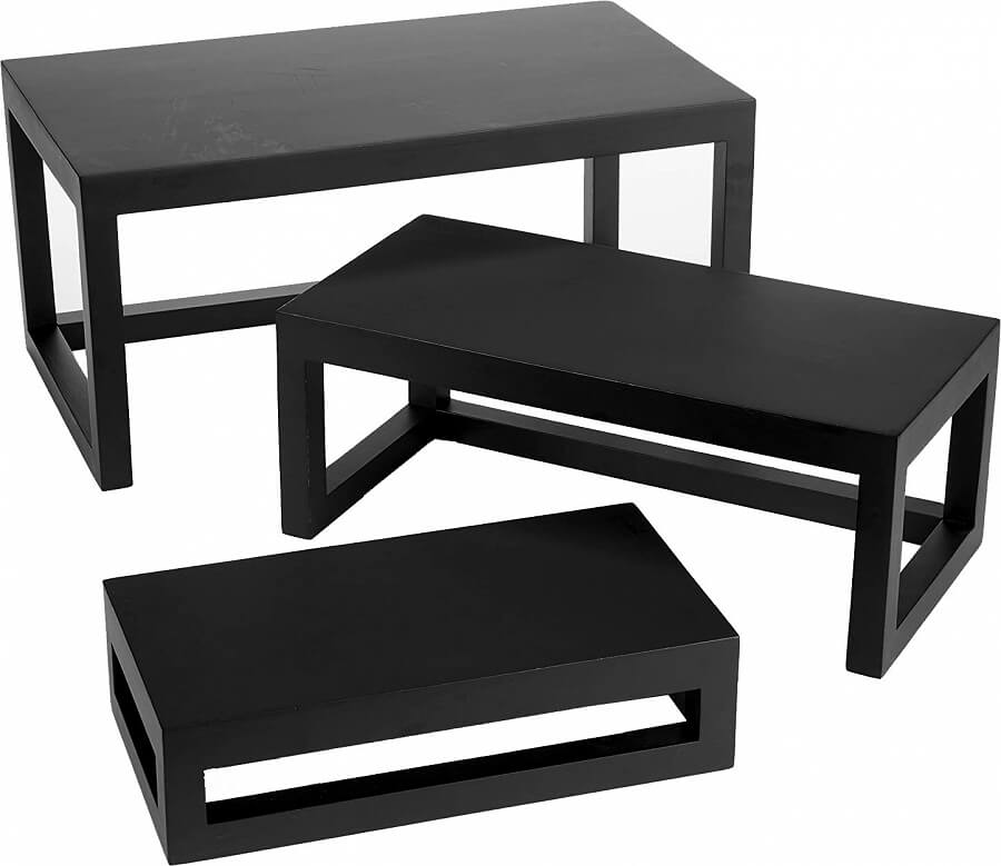 American Metalcraft AWRS, 3-Piece Rectangular Wood Solid Frame Riser ...