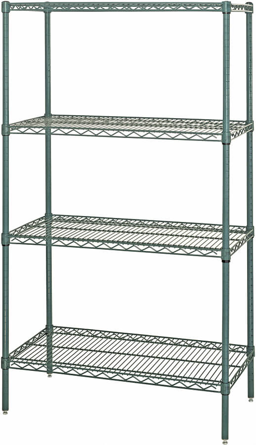 Green Starter Wire Shelving Unit, Food Service Wire Shelving